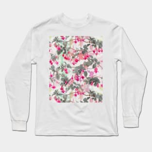 Rainbow Fuchsia Floral Pattern - with grey Long Sleeve T-Shirt